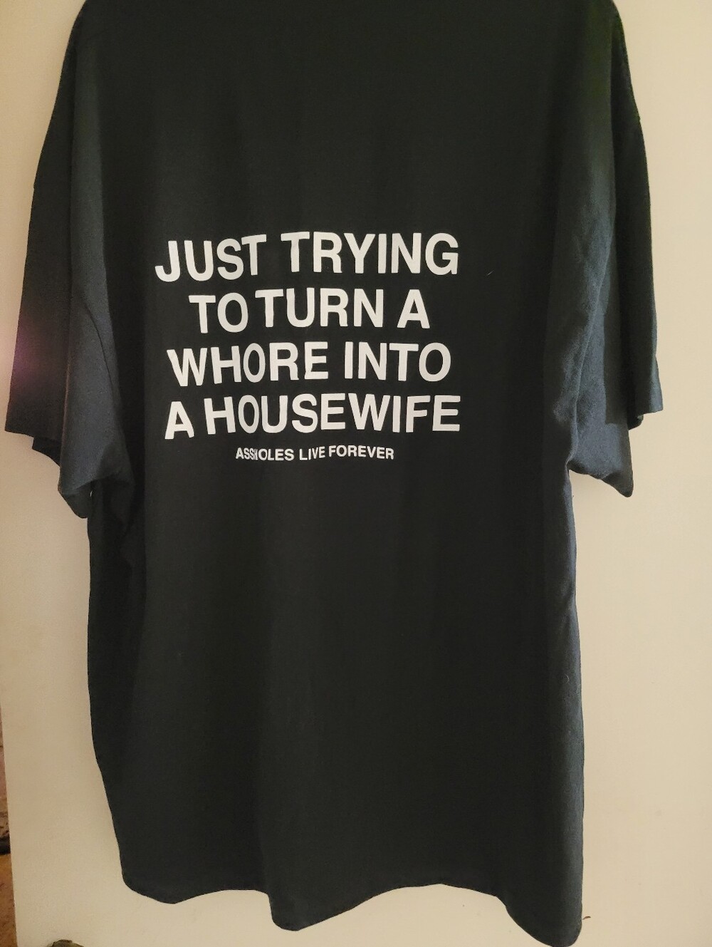Black Graphic T-shirt Print with White Text